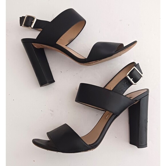 Manolo Blahnik Khan Blk Calfskin Leather Slingback Heeled Sandal EU 37.5 US 7.5 - Picture 7 of 13